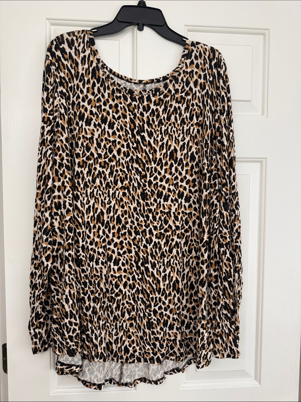 Lane Bryant Long-Sleeve Leopard Print Top in Tan and Black